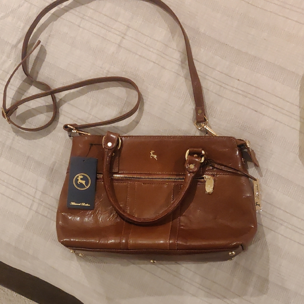 New! ASHWOOD Tan Leather Satchel